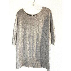 Perception Concept Womens Short Sleeve Roll-Up  Sweater Top Gray Ribbed Bottom S